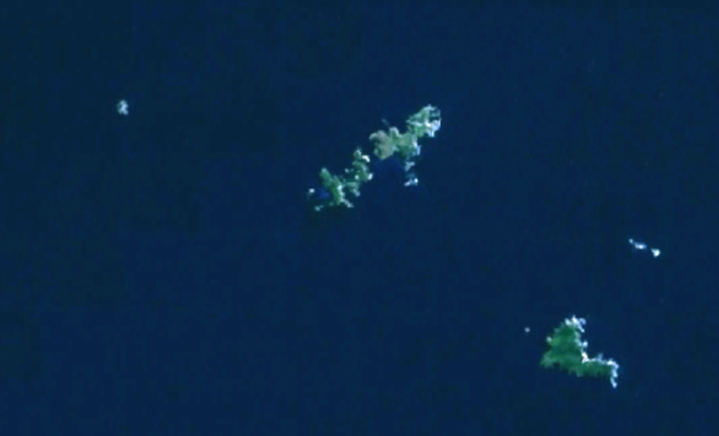 Mokohinau Islands group viewed from space. Photo: NASA.