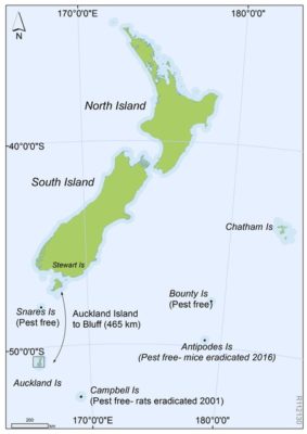 Location of Auckland Islands in relation to NZ.