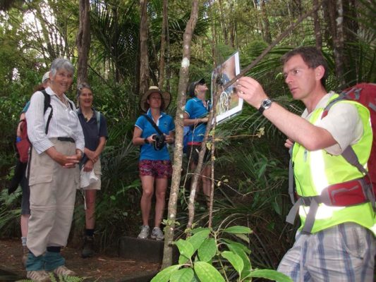David takes a group of supporters on an informative tour on the maunga.