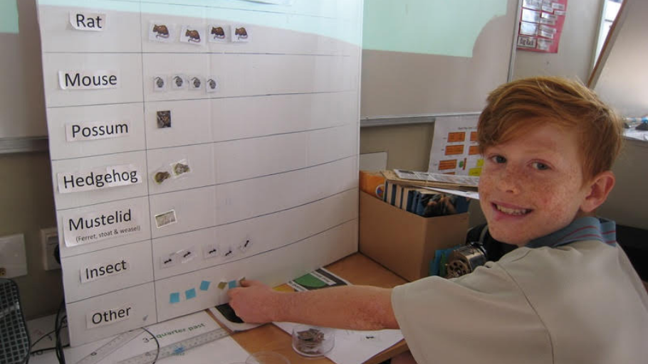 Jakes collects the tracking data from Snells Beach School.