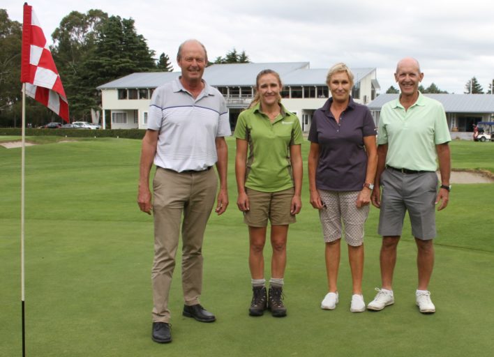 The Hastings Golf Club Predator Free Group, (from left) Peter Clayton  Club President, Kellie Mayo -DOC Biodiversity Ranger, Jo Allen, Predator-Free team member and Murray McNae.
