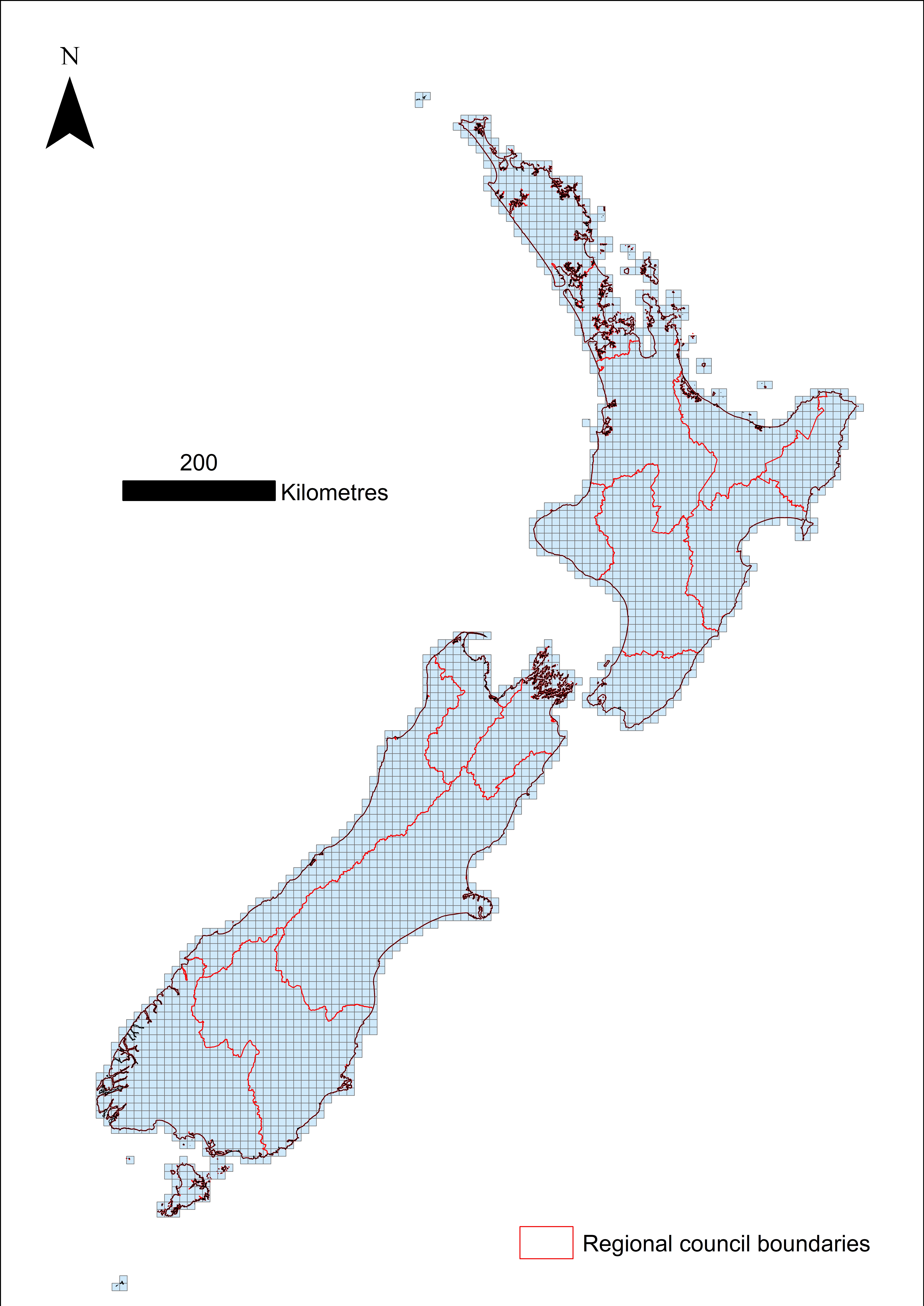 New Zealand has been divided up into a grid of 10 km squares for the Bird Atlas survey.