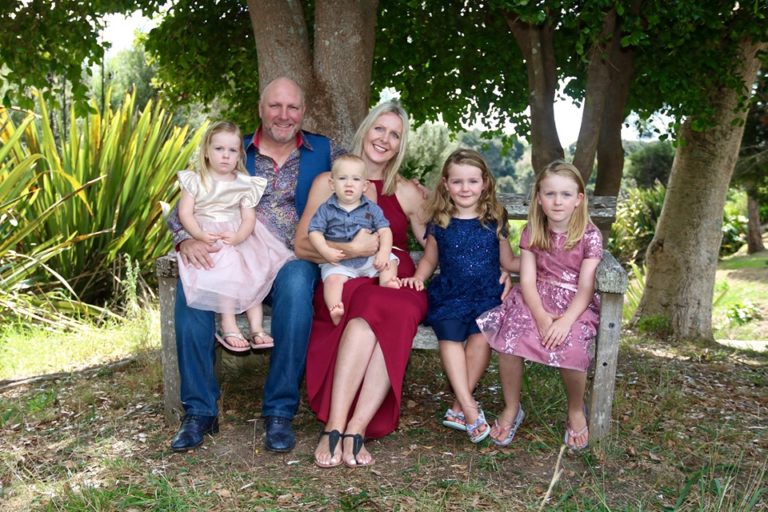 Holiday Park owners, Tori and James Burns and their children.