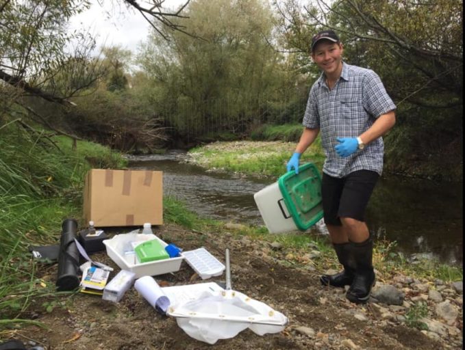 Rob monitors the water quality in his local stream.