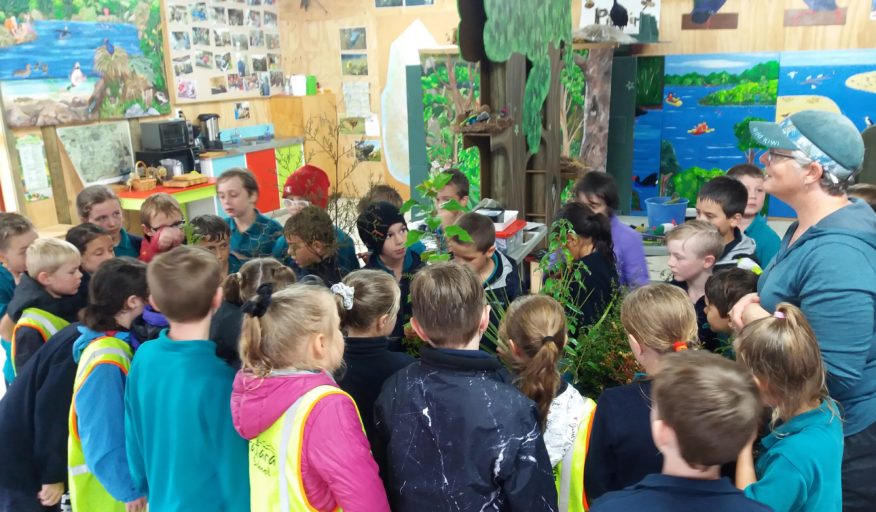 Bronwyn talks to children in the Education Centre.