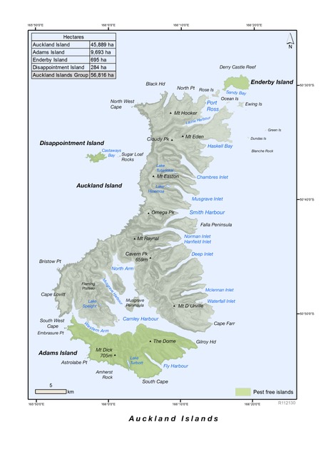 Map of the Auckland Island