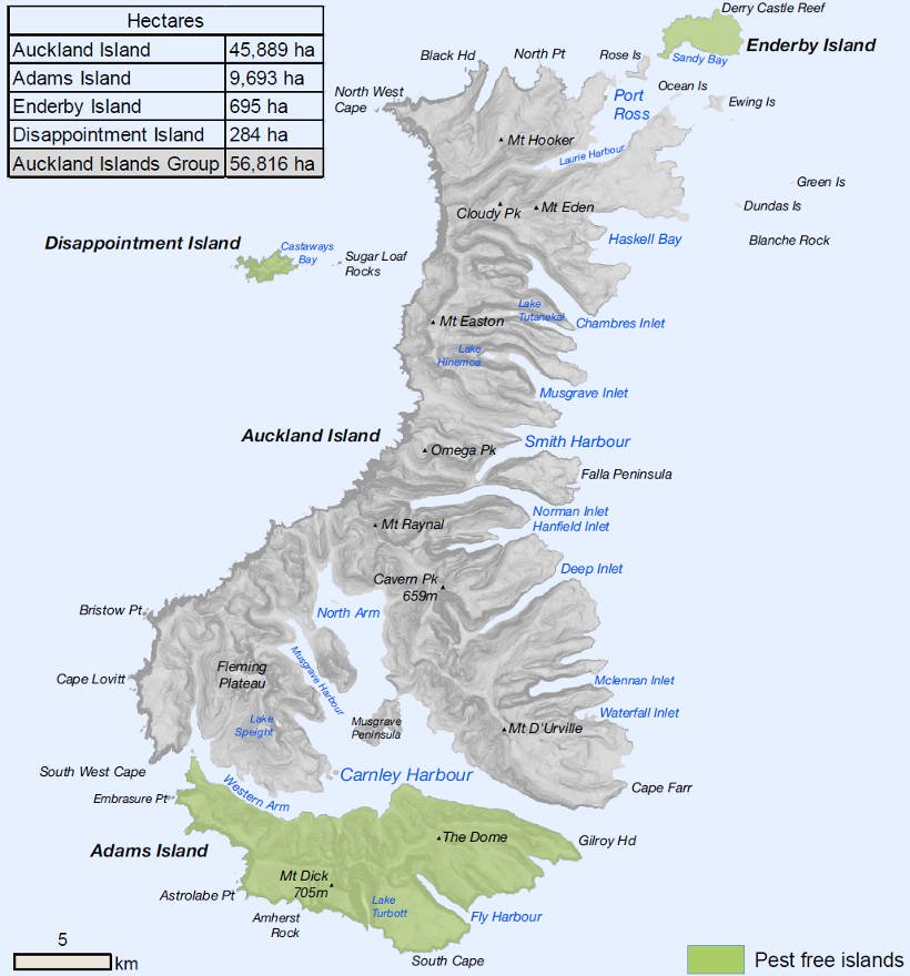 Map of Auckland Island