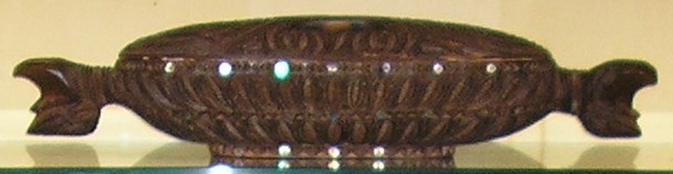 An intricately-carved wooden box