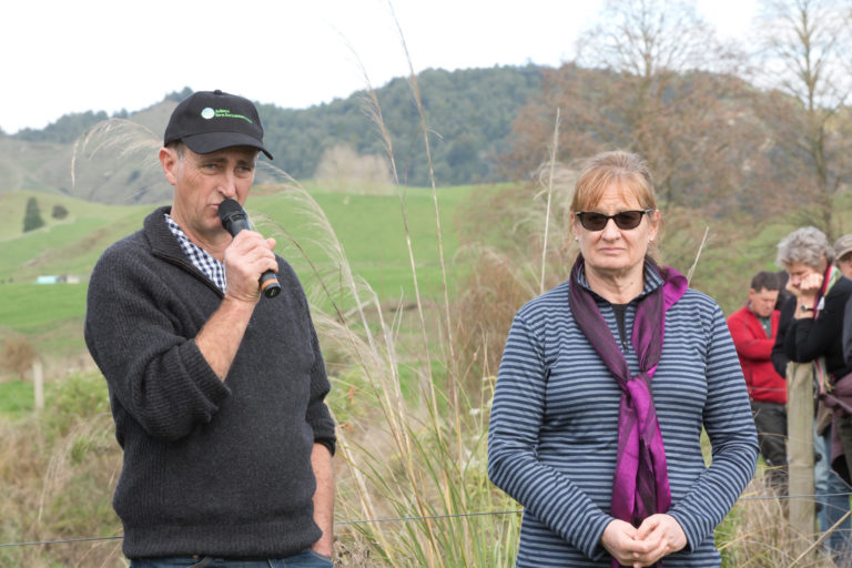 Mark and Felicity Brough, pictured at a recent field day held on their farm. Image credit: Kim Howell.