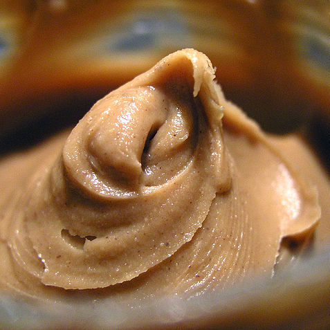 Close-up of a peanut butter jar