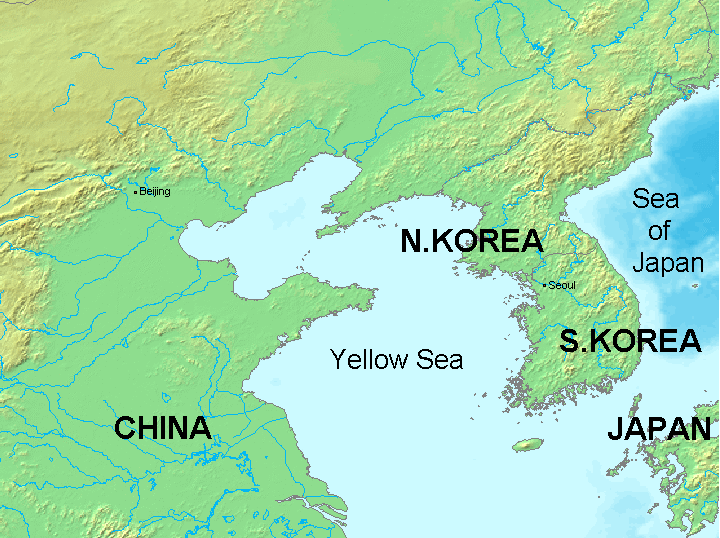 Map of Yellow Sea