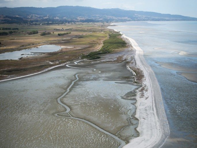 An aerial shot of the Miranda coastline.