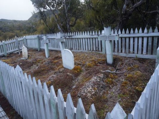 A small fenced cemetary 