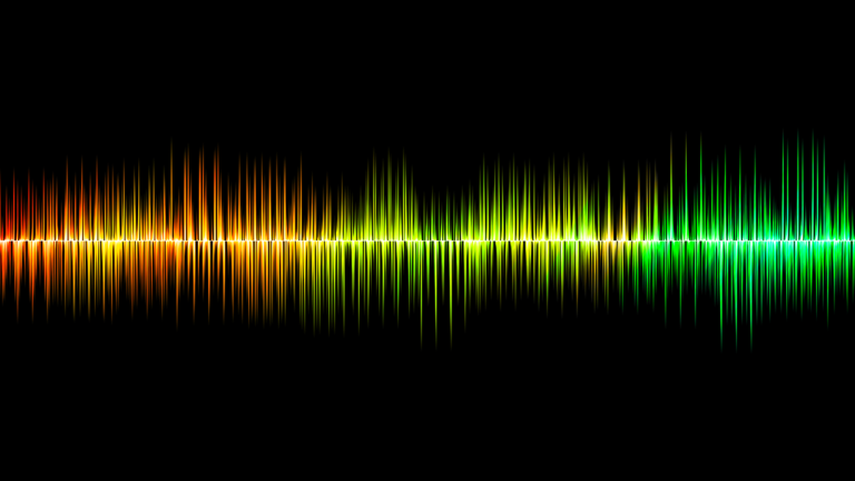 An image of a sound wave in orange and green