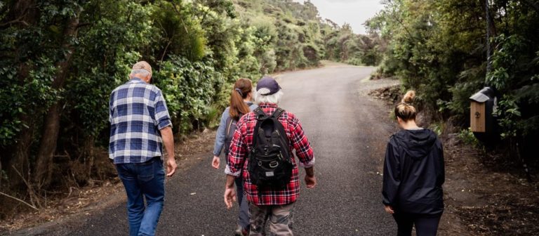 A group of trapper walking along a path