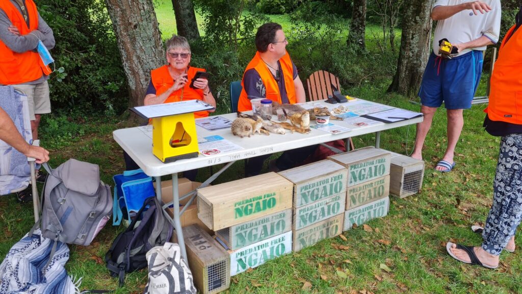 Predator Free Ngaio community picnic stand.