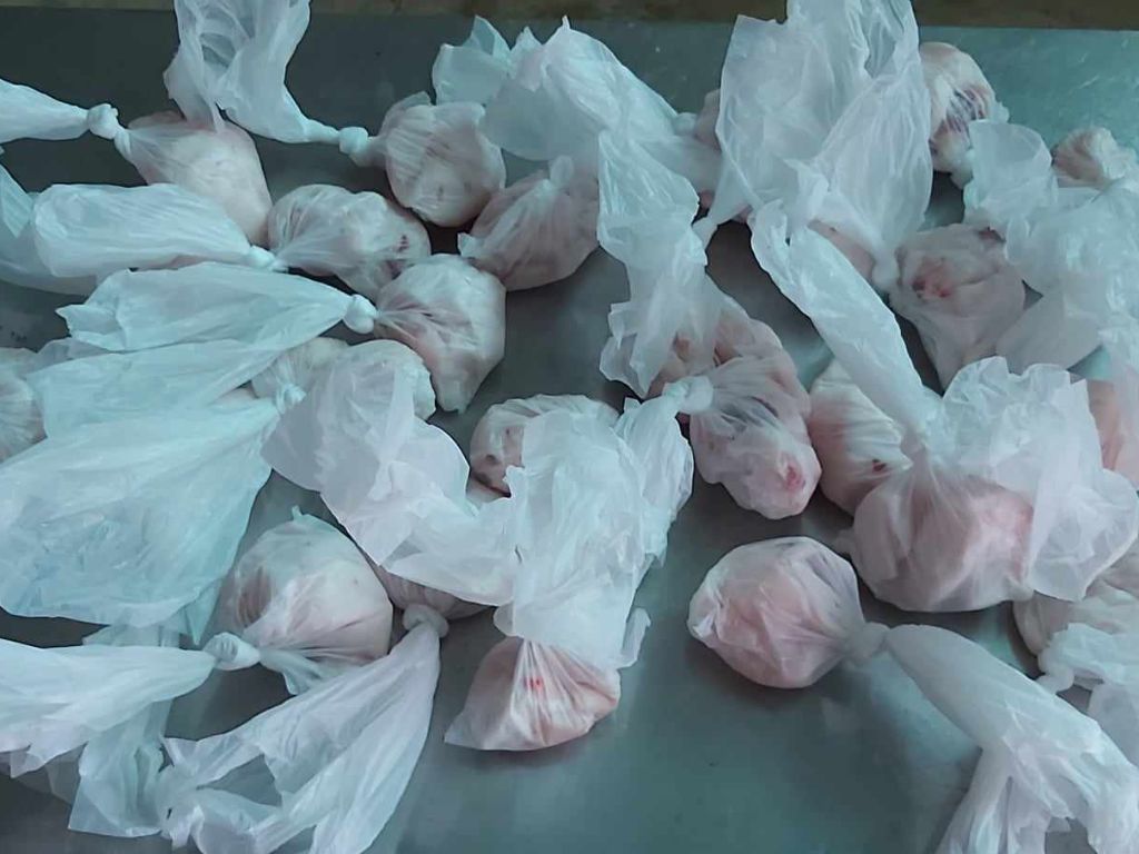 Little bundles of plastic wrapped mutton fat