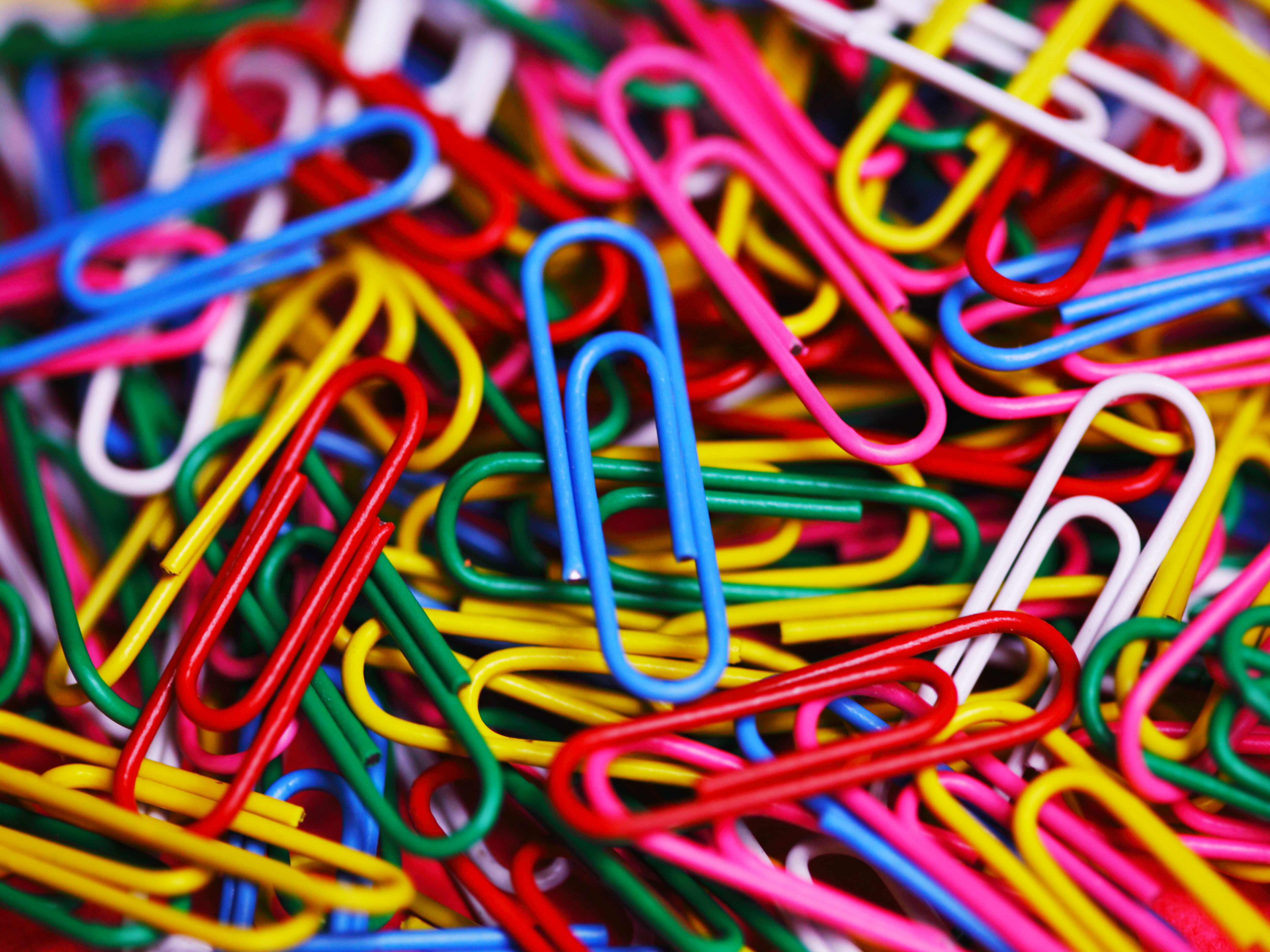 Colourful assortment of paper clips