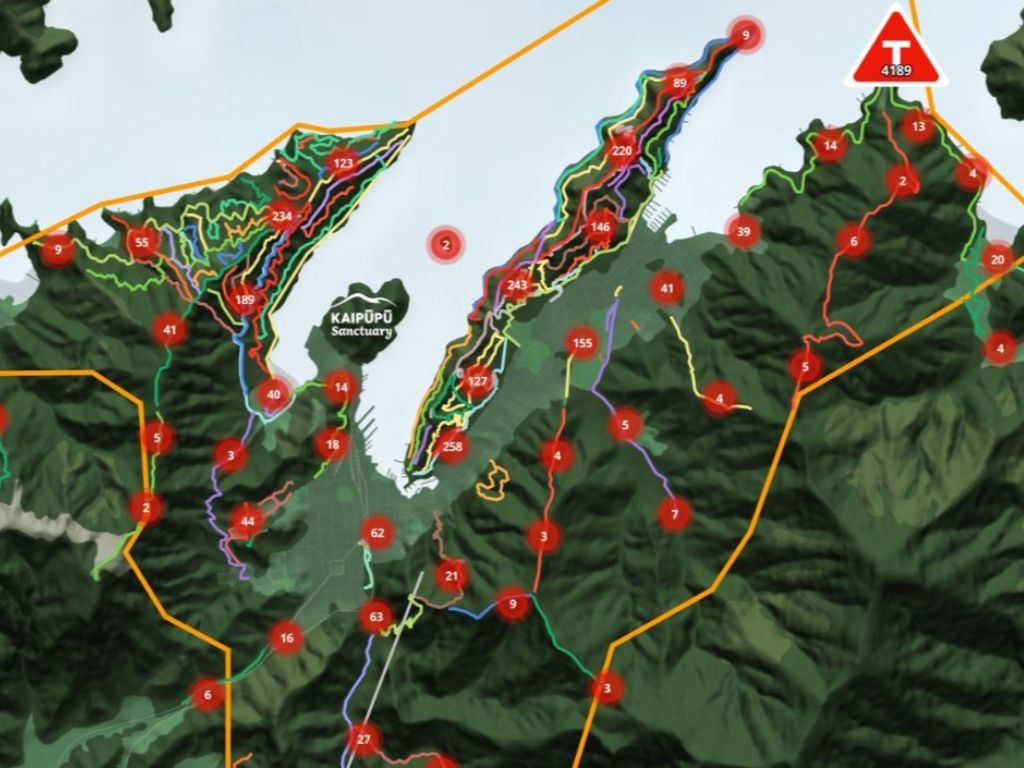 A map of the wider Picton area with traplines marked.