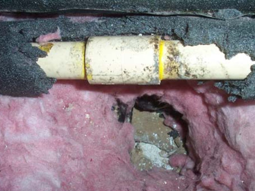 Insulation chewed by rats.