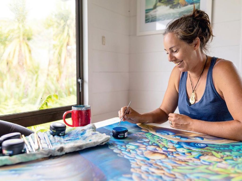 Ginney in her studio