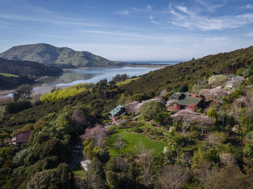 Aerial photograph of a garden on Otago Peninsula