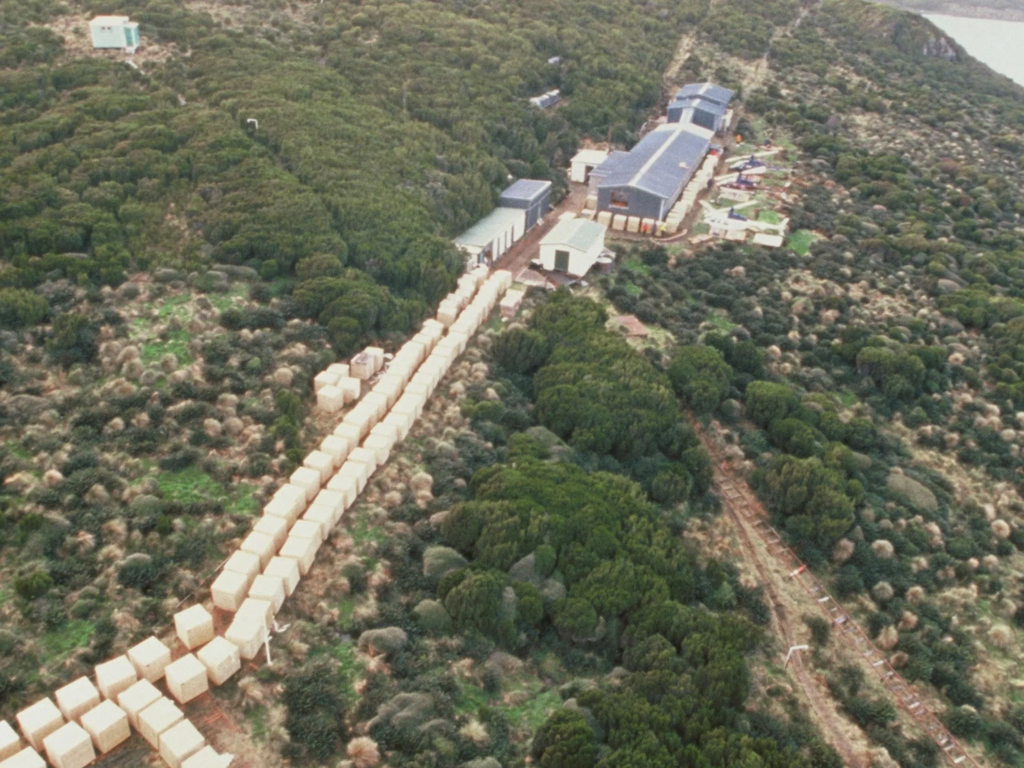 Aerial photo of the DOC base on Campbell Island