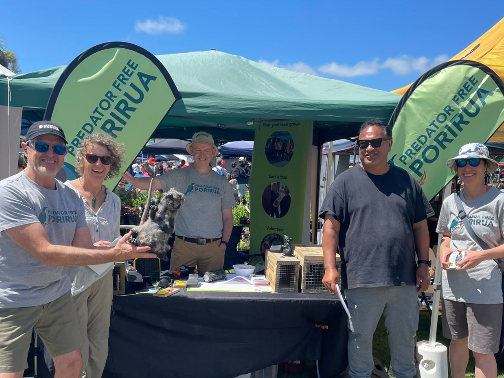 Group at market stall