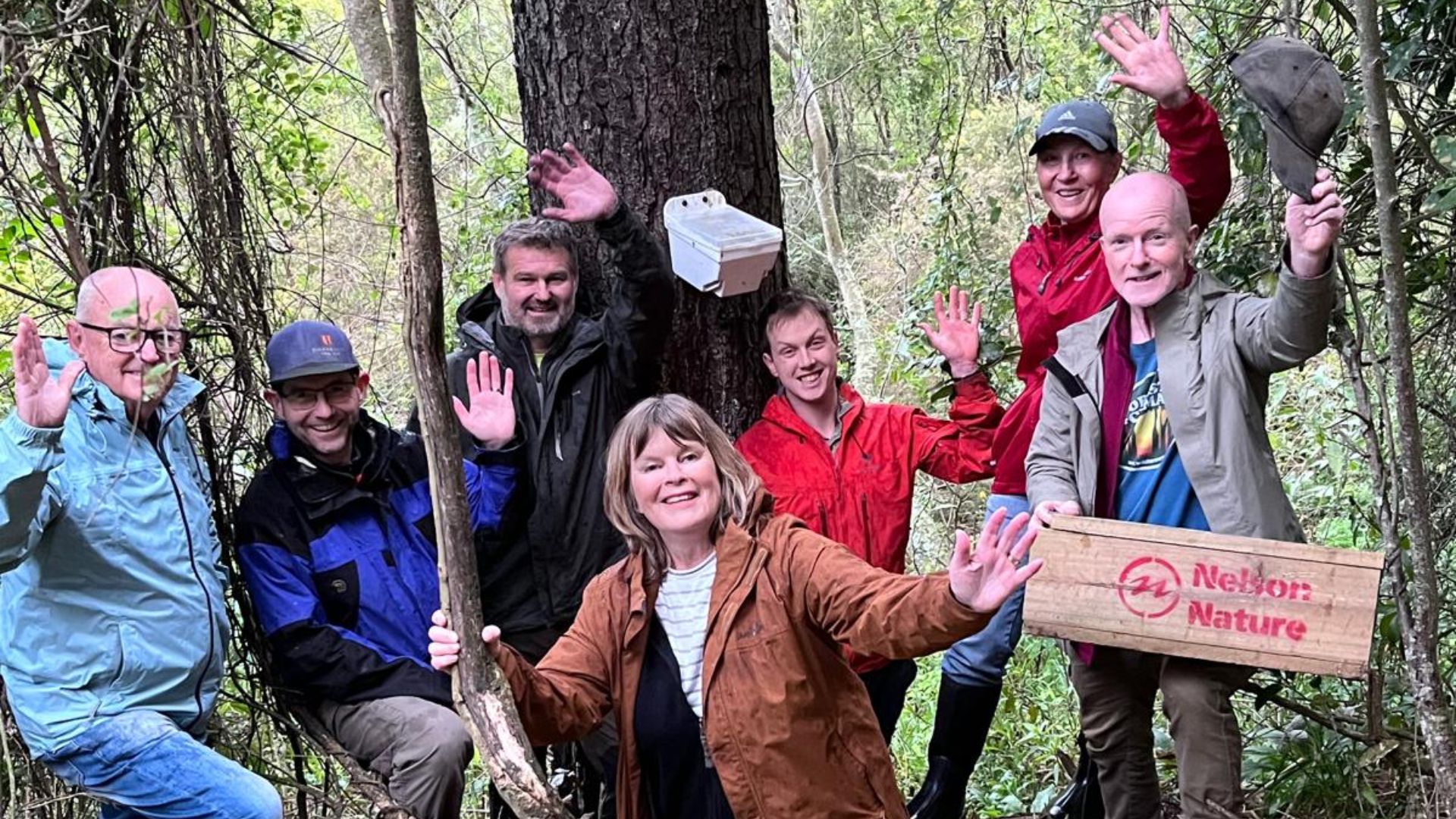 A group celebrating with traps